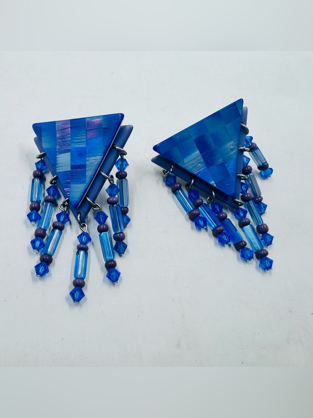 80’s Vintage Geometric Beaded Drop Earrings